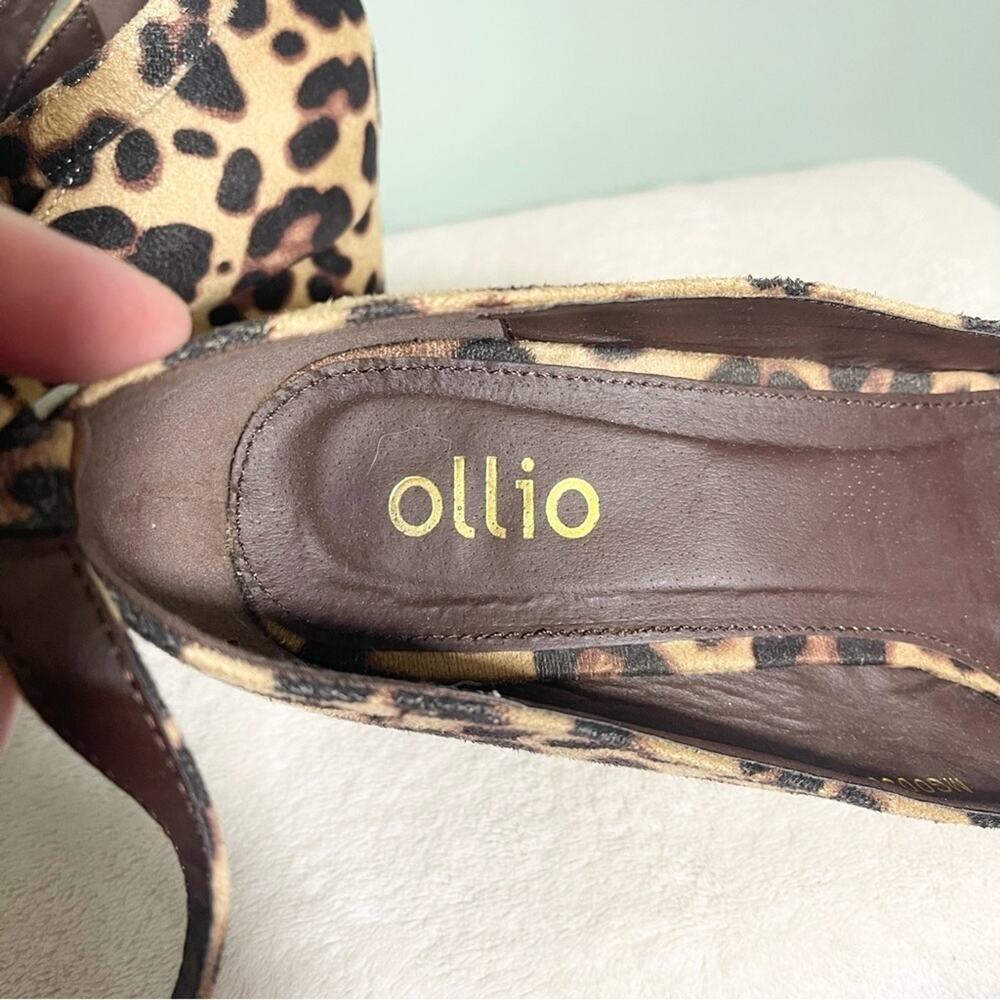 Ollio Women's Brown Leopard Faux Suede Chunky Mid-Heel Ankle Strap Pumps Size 9‎ - Picture 11 of 13
